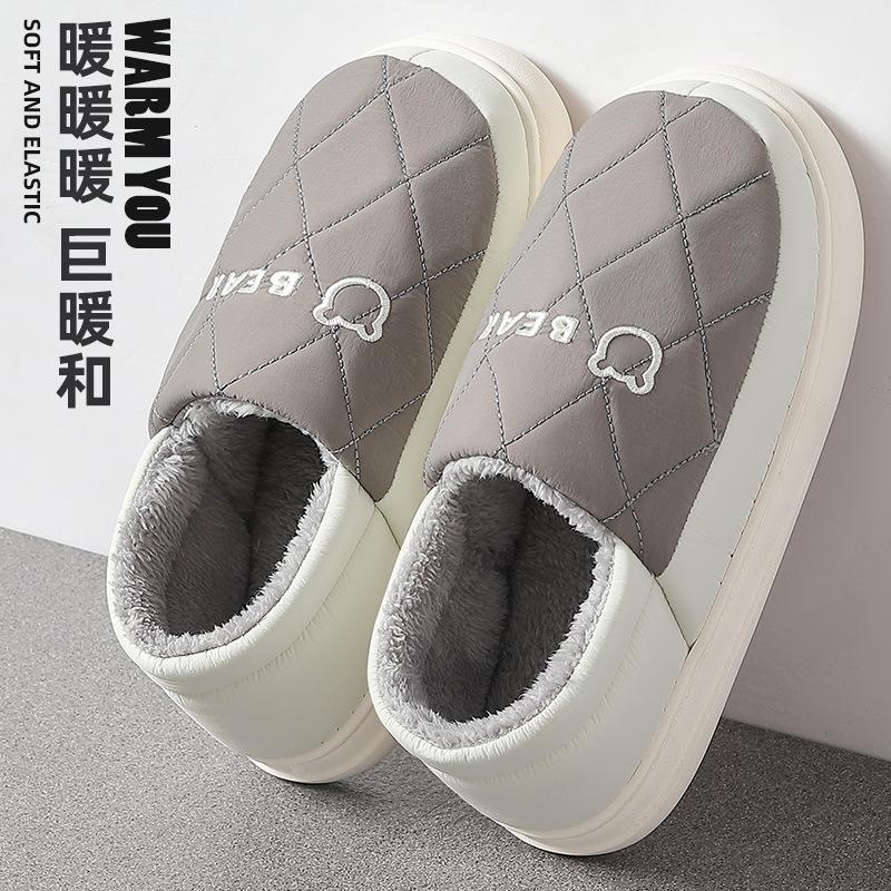 Cotton slippers men's bag heel velvet thick-soled non-slip winter new warm can be worn outside home cotton shoes men's