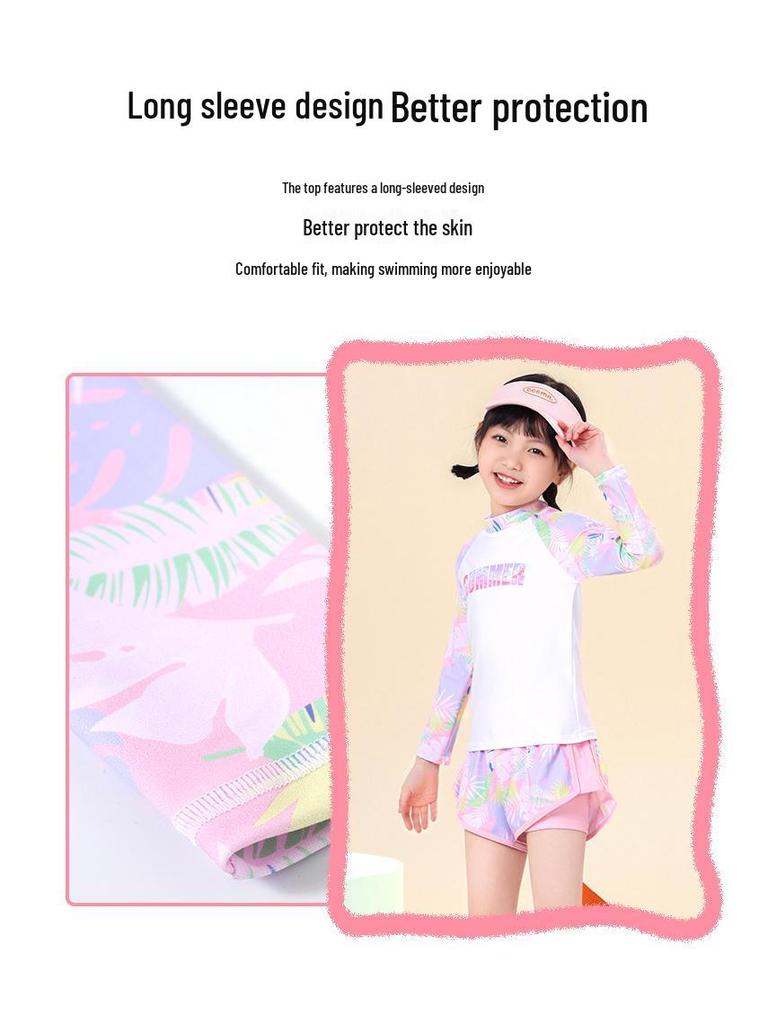 Dívčí konzervativní rychleschnoucí plavky s dlouhým rukávem (Styl 2025)