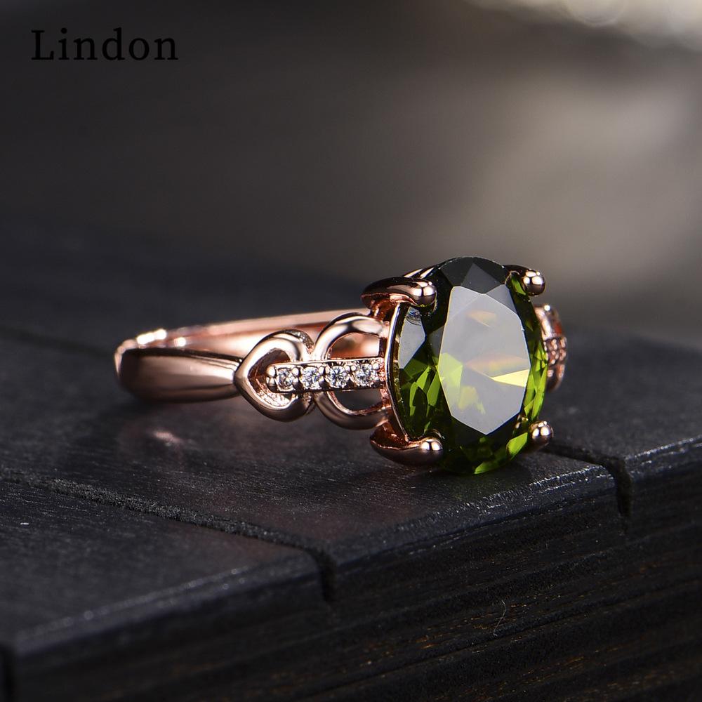 Lindon Classic Copper Alloy Zircon Ring Ladies Jewelry Wedding Promise Party Gift