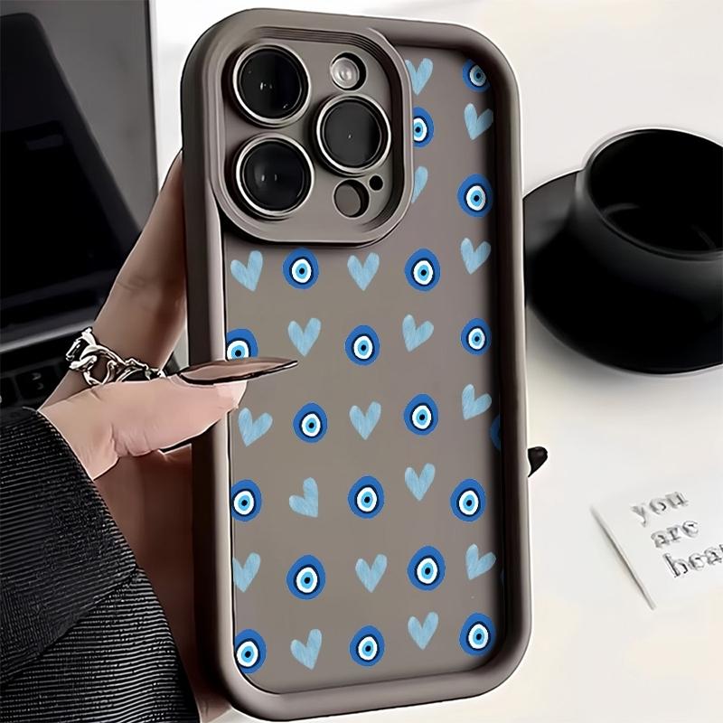 Phone Case Blue Heart-shaped Eyes Pattern For iPhone 17 16 Pro Max 11 13 12 14 15 8 7 Plus XS XR X 16E 17E Shockproof Soft Cover