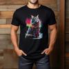 Colorful Maine Coon Cat Aurora Borealis Winter Season Forest T-Shirt
