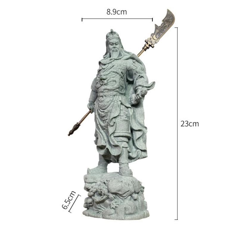 Posąg Guan Yu Chiński Bóg Wojownik Lojalności Bogactwa Ręcznie Rzeźbiona Rzeźba z Żywicy do Domu  Dekoracja Sukcesu w Biznesie Ochrona Prezent