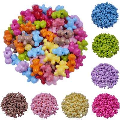 Creative Bear Shape Pendant Loose Beads Solid Color For Jewelry Making Necklace Bracelet Candy Color DIY Crafts Unisex 10Pcs 16*13mm Acrylic
