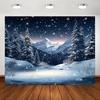 One Item: Winter Landscape Backdrop Featuring a Snowy Mountain Scene Made of Polyester material.ZL