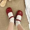 Retro Round Toe Flat Bottom Mary Jane Shoes Women's Soft Sole Spring Autumn Dress Shoes Polka Dot Pattern Rubber Outsole