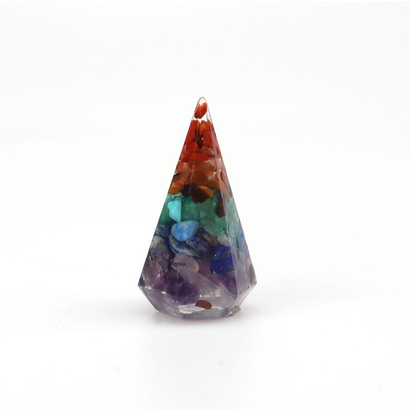 Hexagonal Seven-Color Crystal Stone Resin Pendulum Yoga Ornament