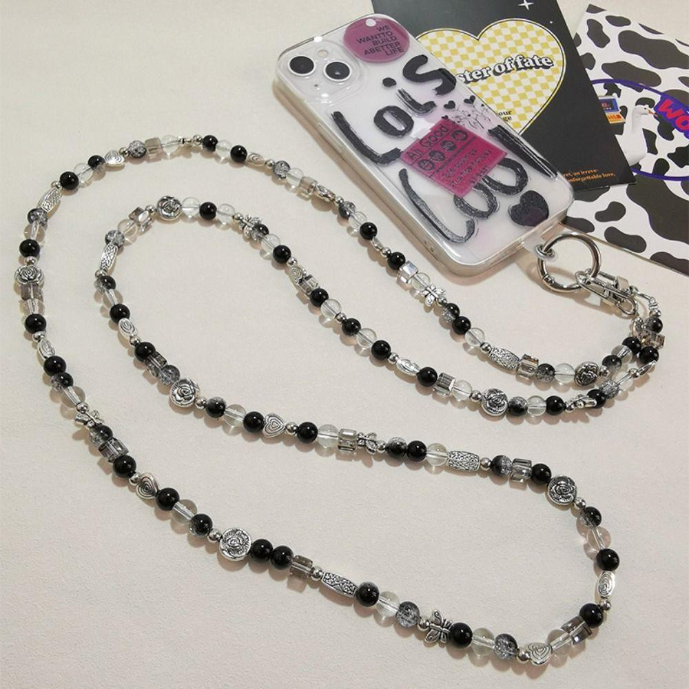 Bag Chain Beaded Crossbody Phone Chain Love Heart Phone Neck Straps  Earphone Case Strap