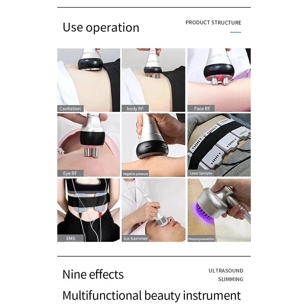 9-in-1 Professional Beauty Device RF Skin Lifting Cavitation Body Contouring Equipment