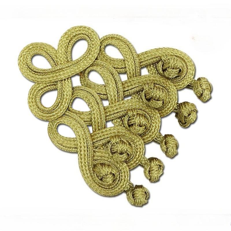 1pcs Hand Made Chinese Frog Closure Knot Button Golden Uniform Knot Button Baroque Frog Fastener Cord Embroidery Closure 19*10cm