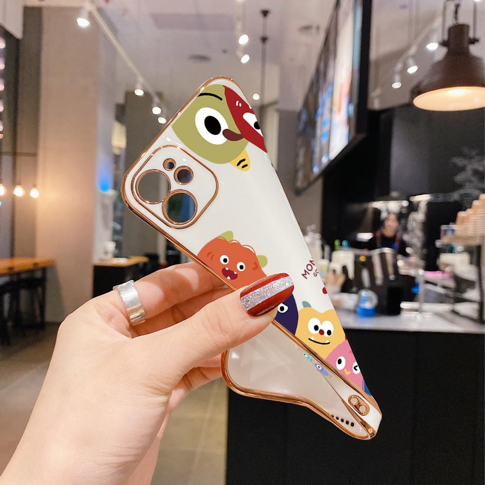Cute Little Monsters Plating Phone Case for iPhone 11 13 15 Samsung Galaxy A52 Xiaomi Redmi 12C Note 10 Pro Oneplus Soft Smartphone Cover Cases