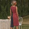 YYFS Women's Fashion Summer Spring Sleeveless O-Neck High Waist Casual Dresses