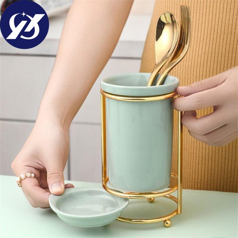Ceramic Chopsticks Holder Restaurant Draining Rack Kitchen Spoon Fork Shelf Home Tableware Storage Box