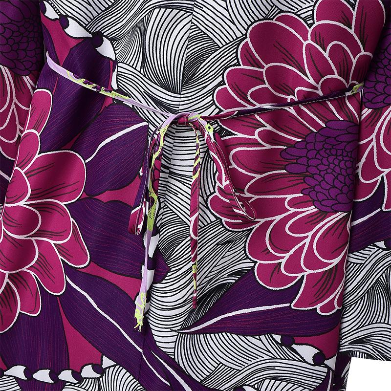 Plus Size Womens Casual Round Neck Long Sleeve Floral Printing Long Oversized Dress