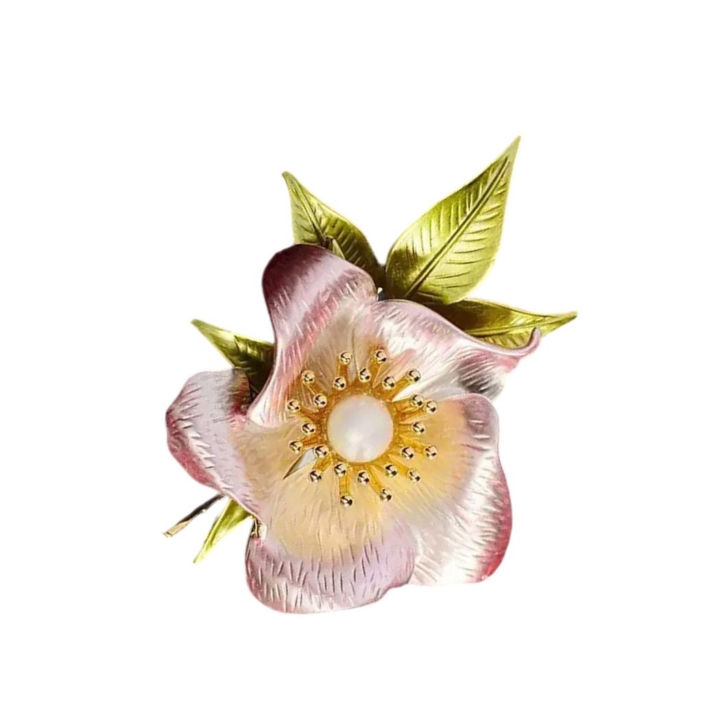 Hand Painted Floral Brooch Elegant Design Safety Lapel Pin Clothing Decoration for Formal Gatherings Daily Wear