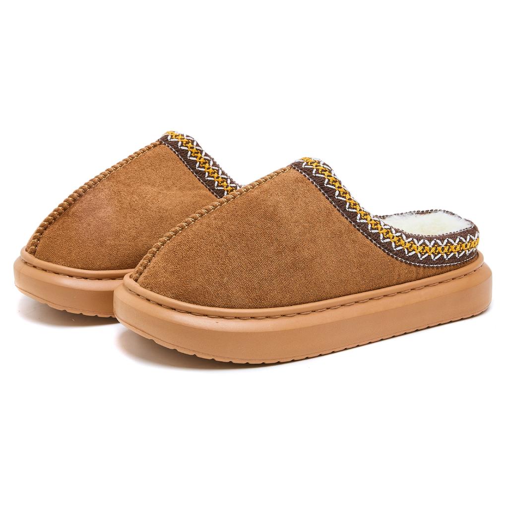 Cross-border Foreign Trade Wholesale Slippers Women's Autumn and Winter Ethnic Wind Cotton Drag Home Couple Warm Thick-bottomed Cotton Slippers