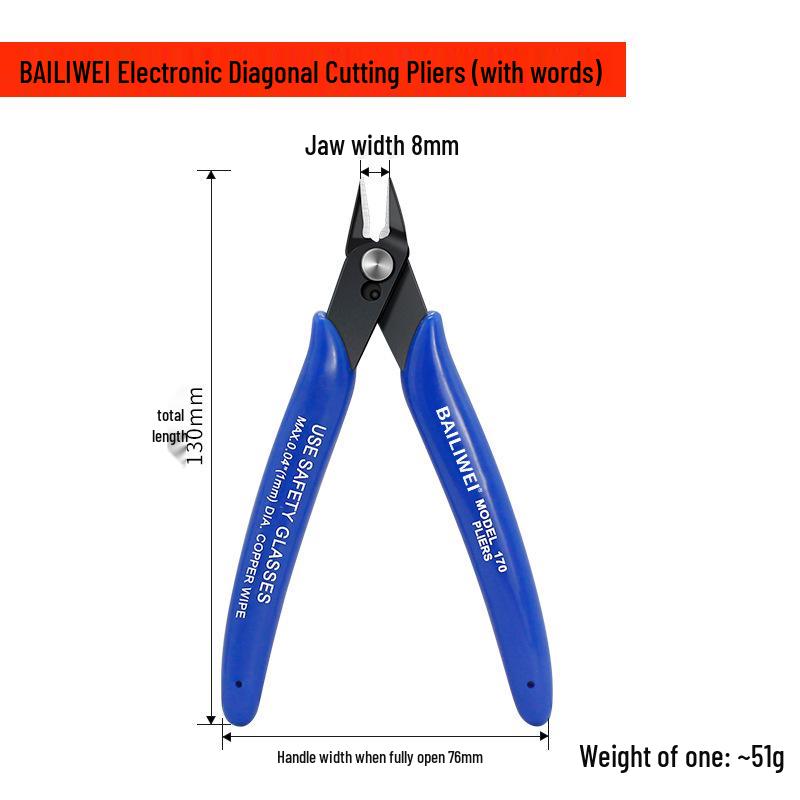 170 Model Blue Diagonal Pliers: Electronic and Plastic Sprue Cutters