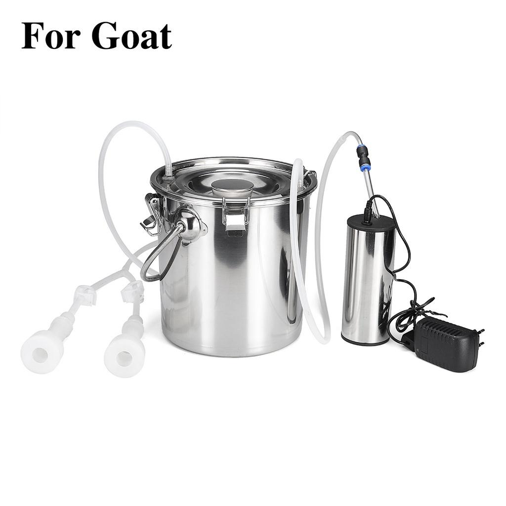 Stainless Steel Electric Milking Machine Household Goat Cow Sheep Bucket Suction Milker Vacuum Pump 5L