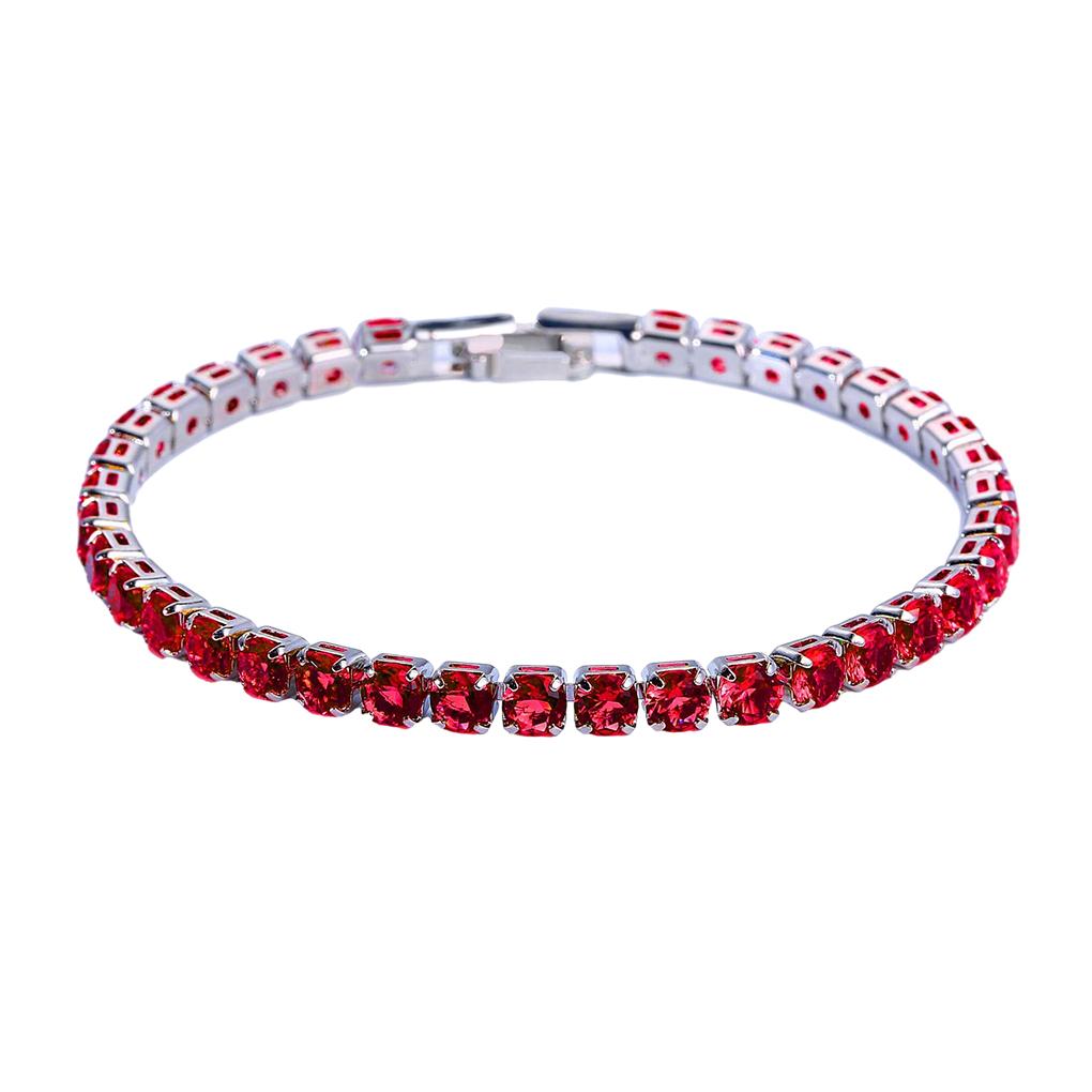 CLSSLVVBN 925 Sterling Silver Bracelet Suitable For Many Occasions Excellent Copper Iced-Out Chain Crystal Wedding Bracelet, Platinum White 17 Cm