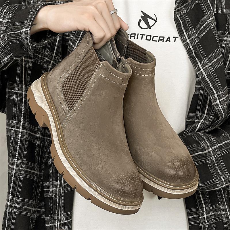 Fashion men luxury fashion chelsea boots slip-on original leather shoes cowboy tooling work boot spring autumn platform ankle botas mans