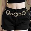 Metallic Chain Waist Belt For Women With Fashionable Round Ring Design Summer Accessory