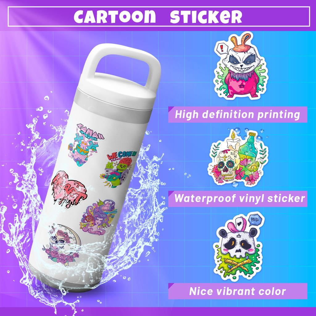 100 Purple Gothic Skeletons Mashup Graffiti Stickers