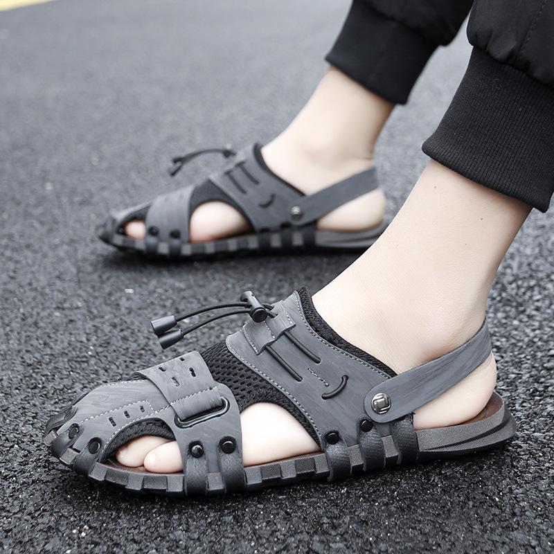 2025 New Summer Men's Shoes Bag Head Beach Shoes Foreign Trade Explosion Wear Casual Sandals Men's Large Size Half Slippers