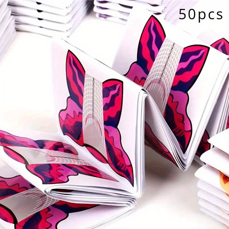100/500pcs Butterfly Nail Art Gel Tip Extension Maker Form Acrylic French Print Nail Tip Extension Template Stickers for Nail Art Tools 100pcs розовый