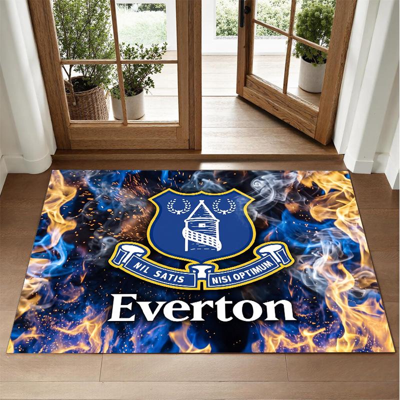 Everton Football Design Crystal Velvet Rug Soft Decorative Mat for Bedroom Entrance