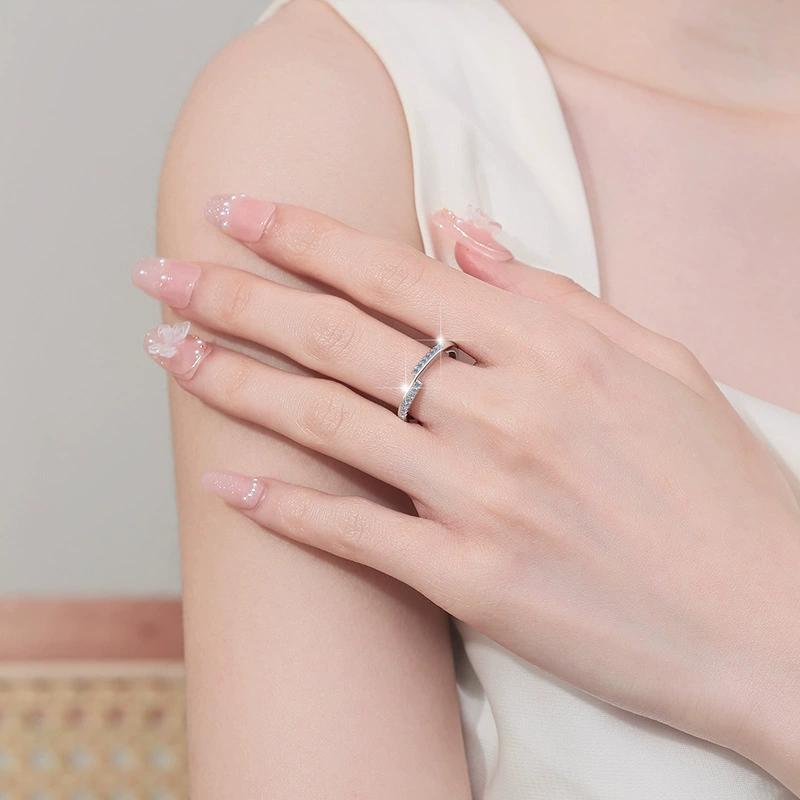 Minimalist Jewelry S925 Sterling Silver GRA Certificate VVs1 Full Moissanite Stackable Band Wedding Ring for Women