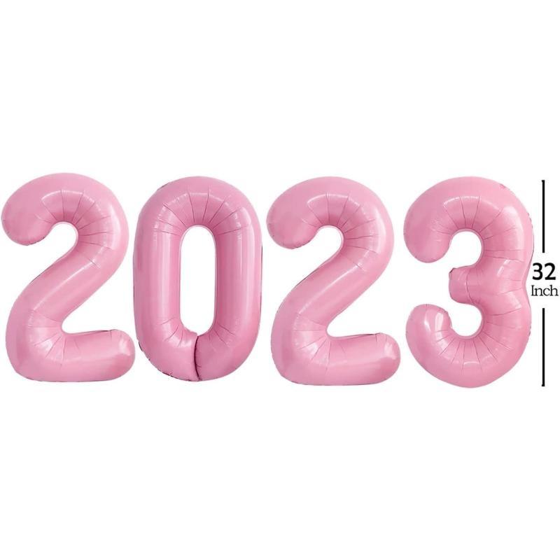 2023 2023 New Year's Eve Holiday Party Supplies Graduation Decoration (Light Pink, 40.64 Cm) Candy Pink Digital Balloon