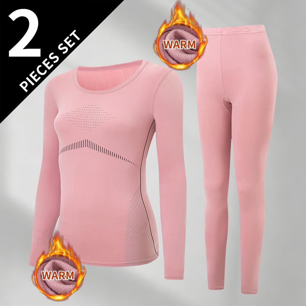 Women's Thermal Underwear Set Solid Color Base Layer Long Johns Winter Fall Casual
