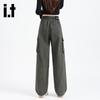 izzue Unisex American Retro Loose Fit Cargo Pants