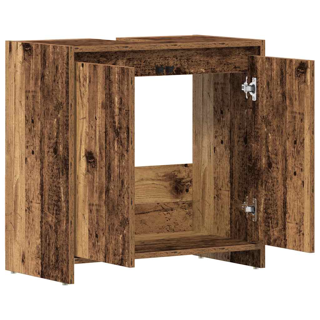 Bathroom Vanity Cabinet with Rustic Wood Effect 60 X 33 X 60 Cm Engineered Wood