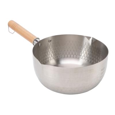 Casserole antiadhésive en acier inoxydable 20 cm Casserole japonaise Casserole à nouilles Casserole à lait avec manche en bois pour