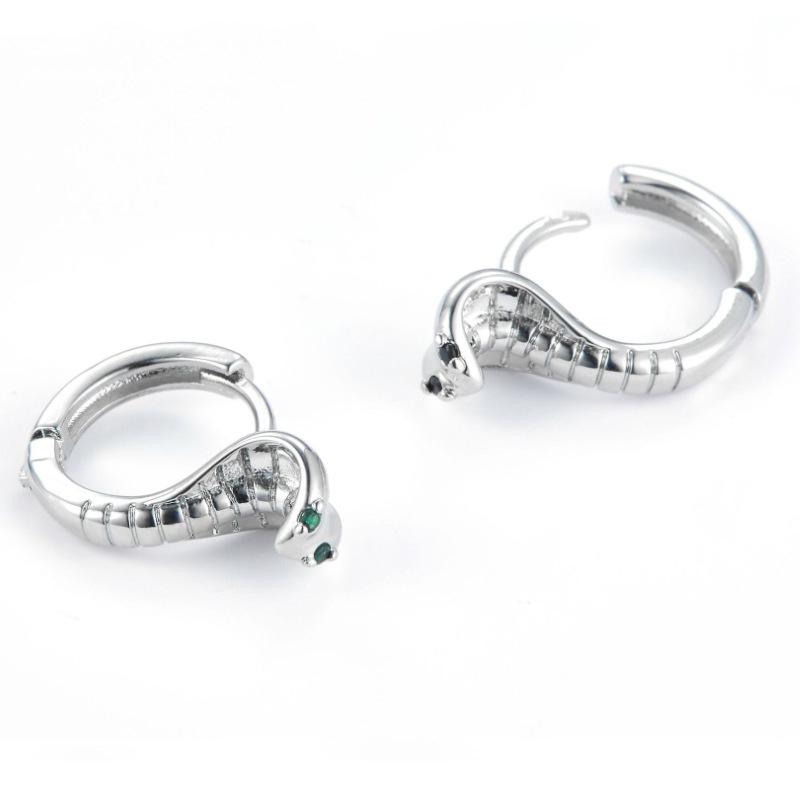 Green Zircon Cobra Earrings Male Unique Personality Punk Neutral Wind Black Eyes Small Snake Earrings Snake Ear Buckles