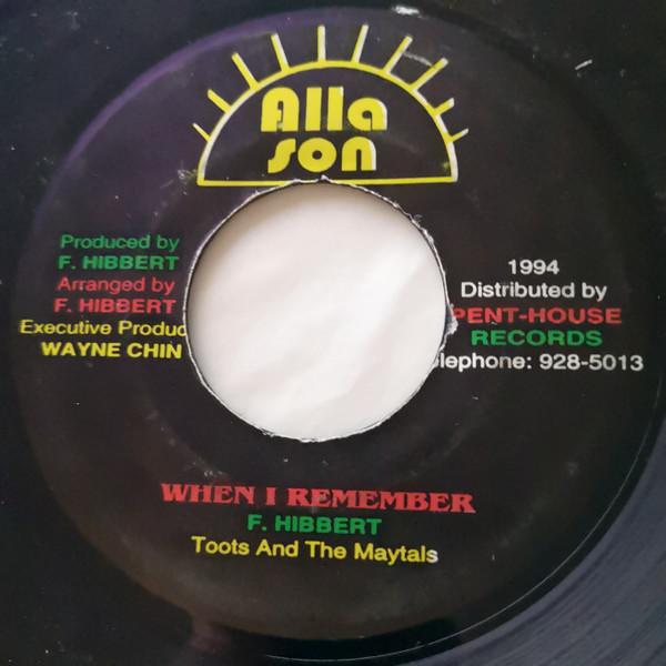 7inch Record TOOTS & THE MAYTALS - When I Remember NONE Allah Son Recor 1994 Jamaica Reggae, Ska & Dub Used