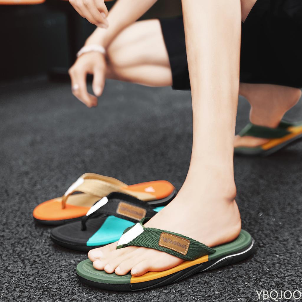 Men's hollow out flip flops Wearing outside during summer Slippers Male Non slip beach slippers Trendy versatile shoes Homme
