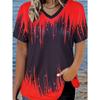 Women's T Shirt 3D Print Casual Short Sleeve V Neck Regular Tops Daily Print Summer Gradient Women Fashion Tees