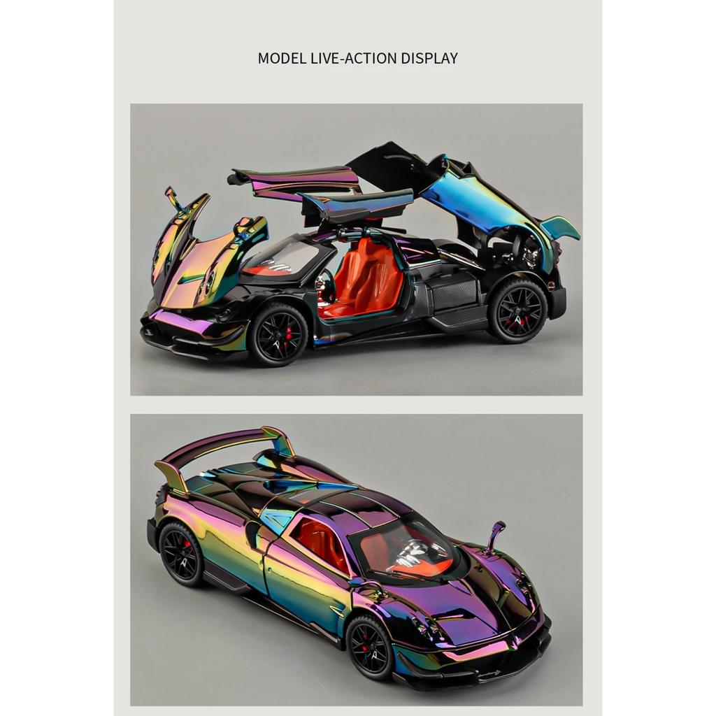 1/24 Pagani Huayra BC Supercar Legierungsauto Diecasts & Spielzeugfahrzeuge Metallspielzeugauto Modell Sound und Licht Sammlung Kinderspielzeug