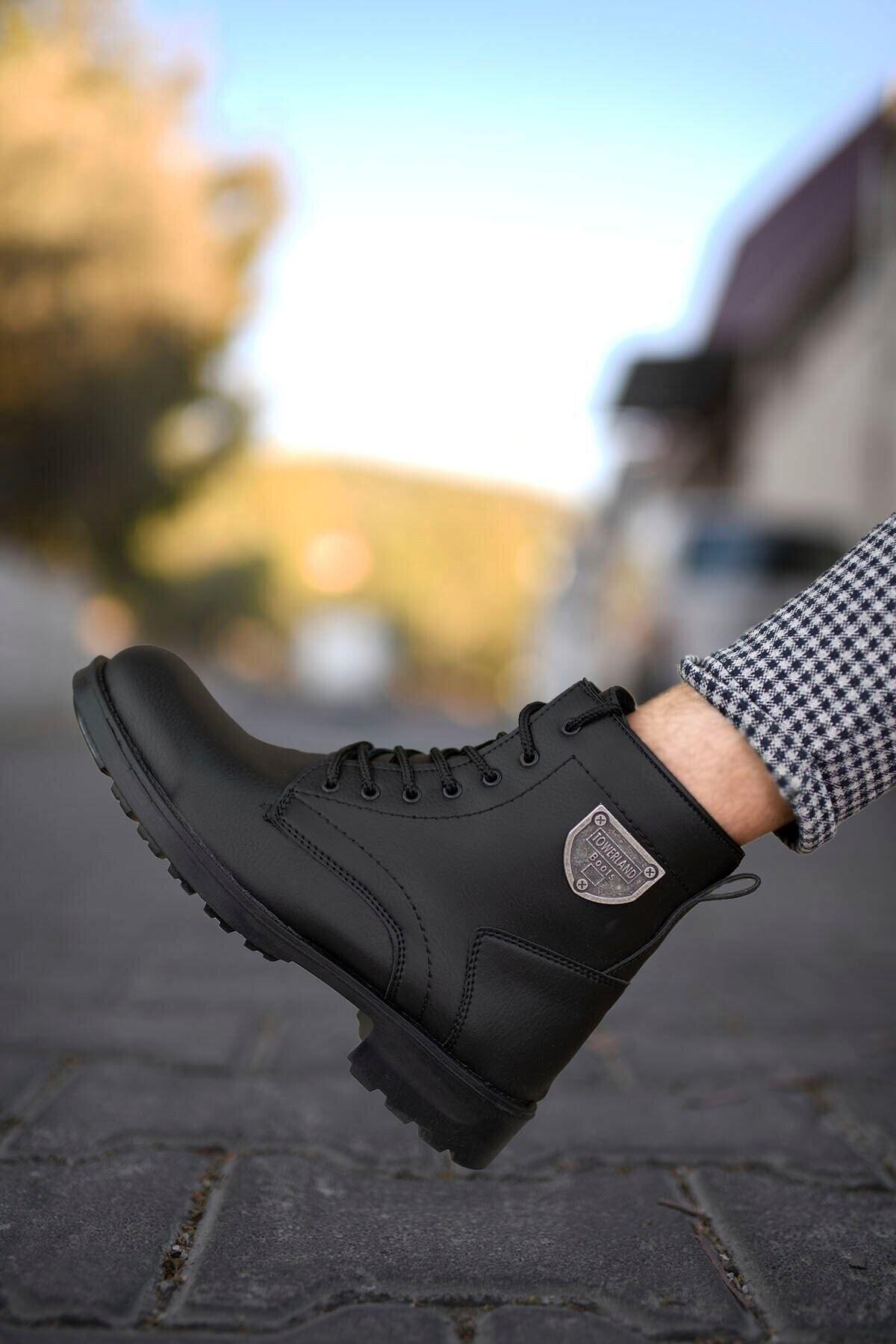 

Men s Fashion Faux Leather Flat Heeled Booties Black Zipper Boots Shoes 40
