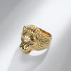 European and American Style Stainless Steel Male Lion Head Mens Ring Ring