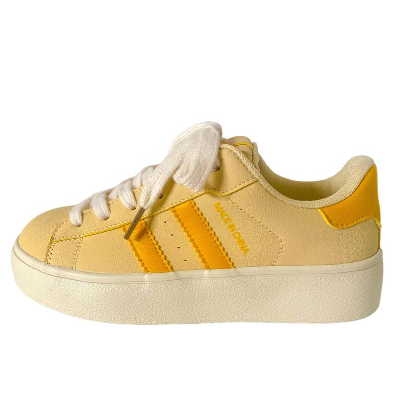 

B-9396 latex insole shell head platform white shoes women s shoes round head 2025 spring new bread shoes board shoes 35