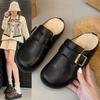 Seasonal Retro Flat-bottomed Velvet Bag Head Half Slippers Women's Soft-soled One-pedal Birkencotton Slippers Women