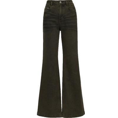2025 Summer Retro Brown High-Waist Flared Jeans