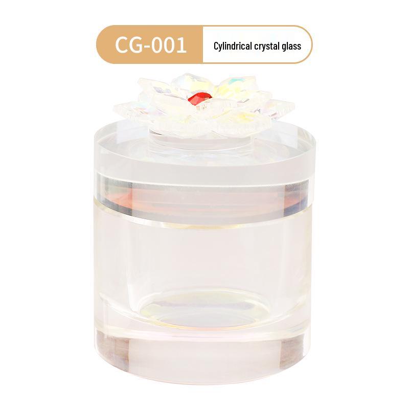 

Квадратный стакан для очистки кистей для нейл-арта из иризирующего стекла «Подсолнух» с крышкой