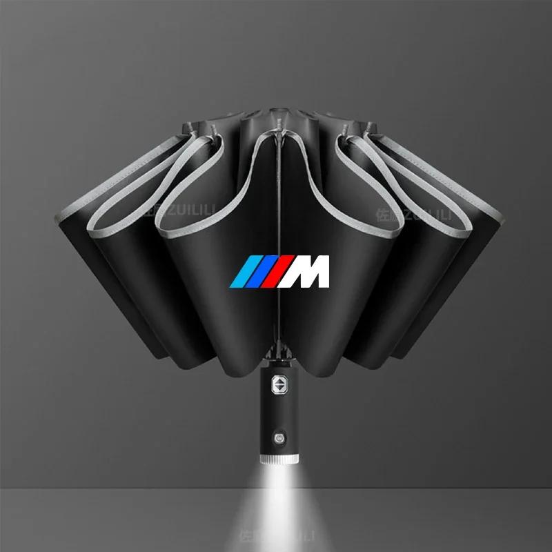 VZND8 New For BMW Car Led Light Automatic Folding Windproof Sunshade Umbrella For BMW M Power M3 X1 X3 X5 E36 E39 E46 E60 E90 F10 F20