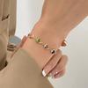 Fashion Women's Bracelet with Colorful Heart Gem Stones - Adjustable Gold Chain Jewelry for Daily Wear
