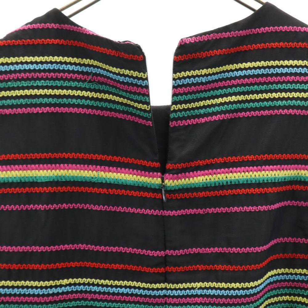 SEE BY CHLOE 100% Silk Border Pattern No Sleeve Mini Dress 4 Black Women Used