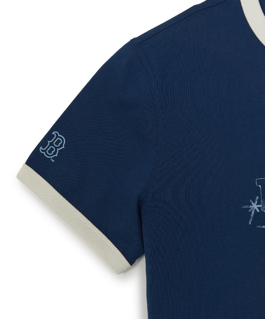 Emelbi Letter Graphic Regular Fit Ringer T-Shirt Bos (D.Navy) (A Type)