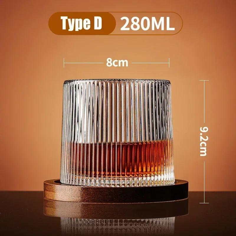 Tumbler Whiskyglas mit Boden Kristall Whiskygläser Retro Drehbar Rotierend Wein Brandy Glas Tasse Trinkgeschirr für Bar Zuhause